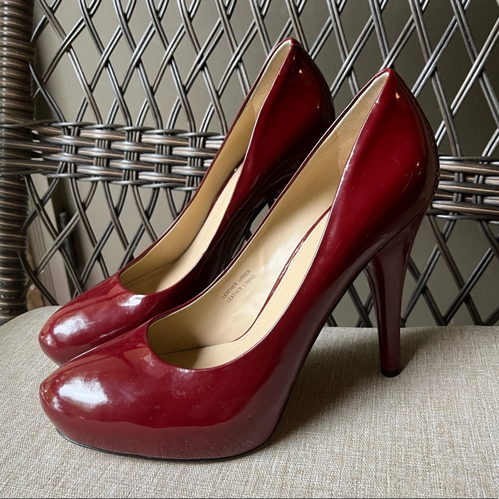 Via Spiga red patent leather red platform heels stilettos 9.5